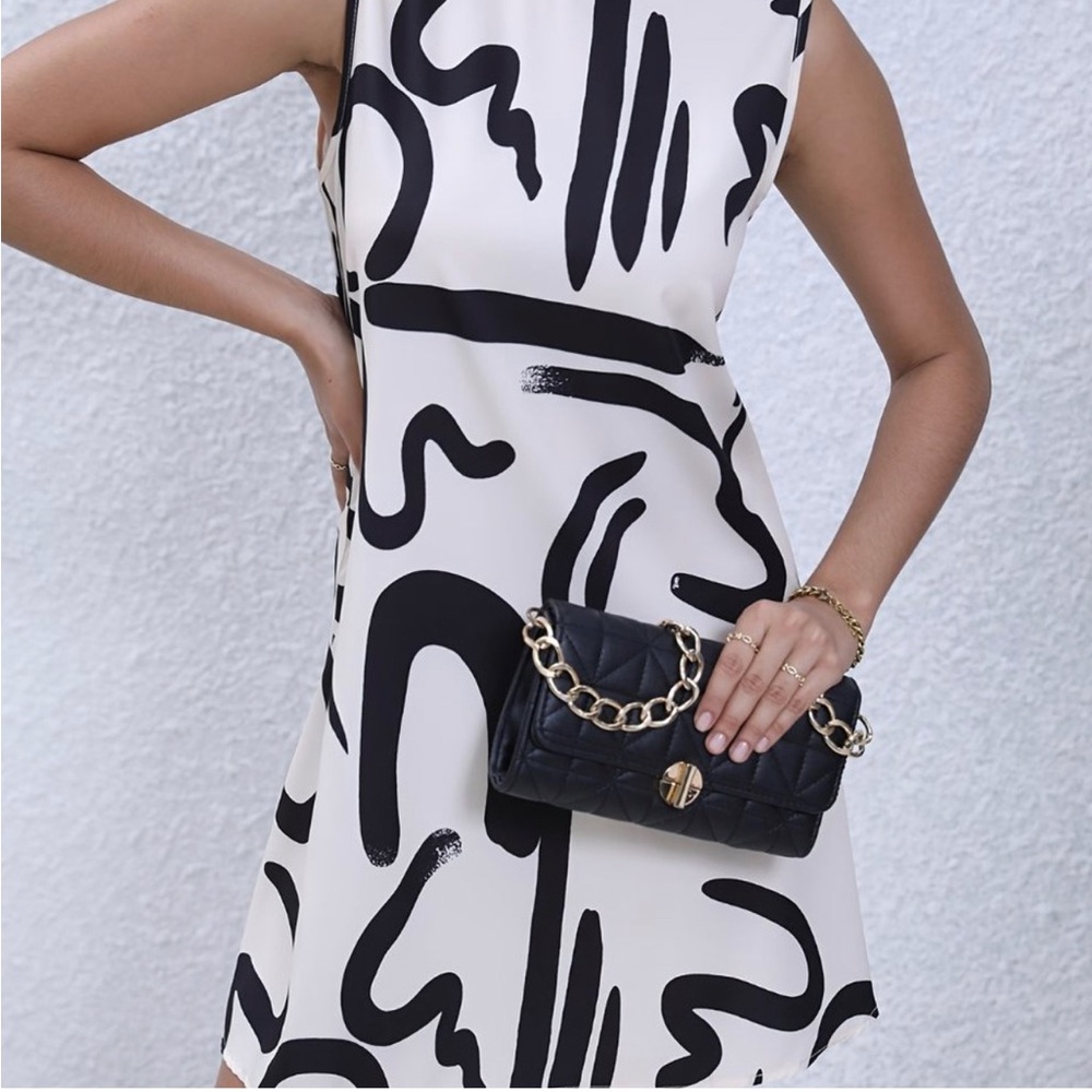 Boho Black Mock Neck Sleeveless Mini Dress